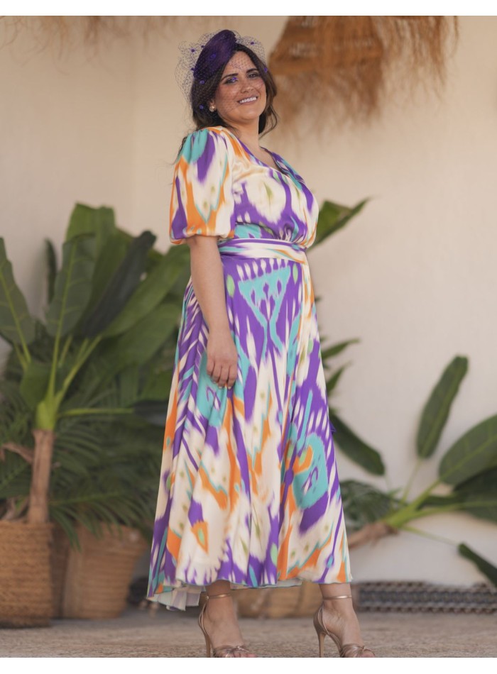 Robe midi en tissu imprimé fluide pour une robe...