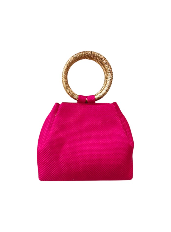 Cartera de yute buganvilla con maxi anillas