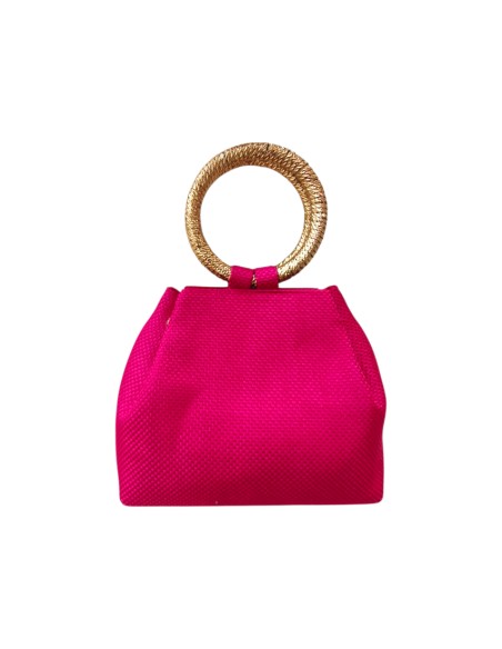 Cartera de yute buganvilla con maxi anillas