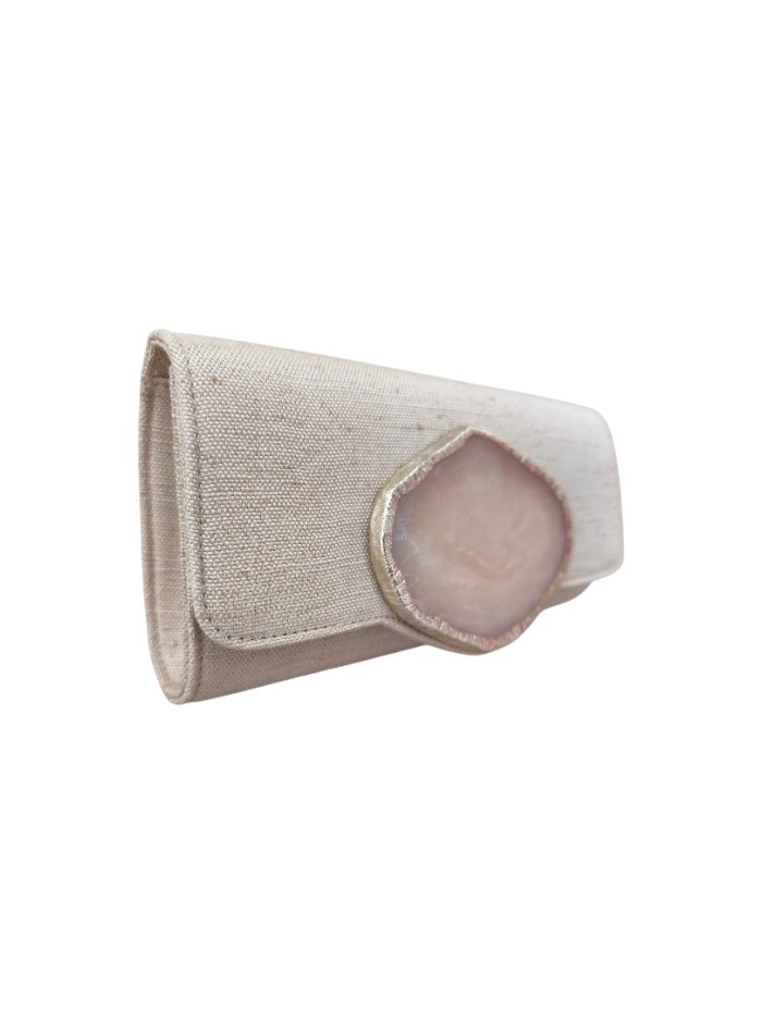 Cartera de yute para invitada color crudo elegante