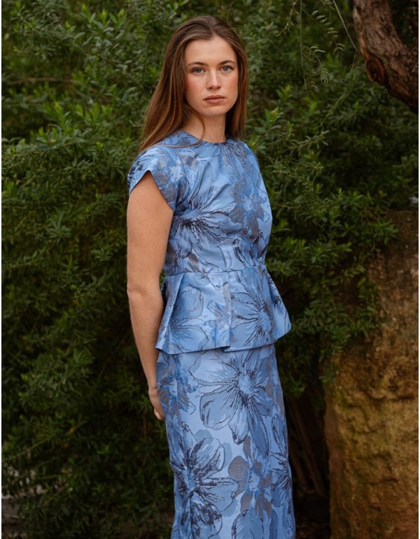 Straight cut midi skirt with floral print 2