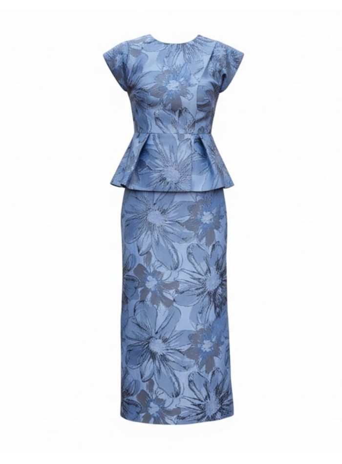 Straight cut midi skirt with floral print