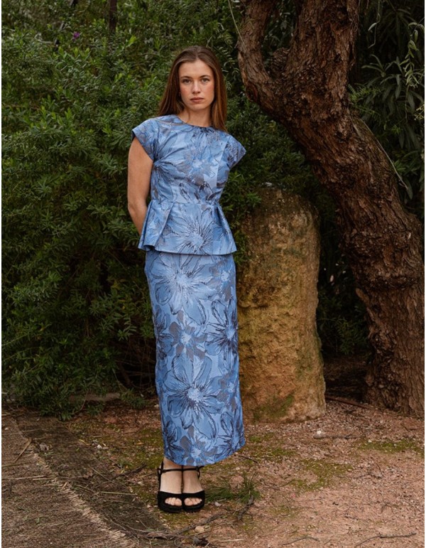 Falda midi de corte recto con estampado floral