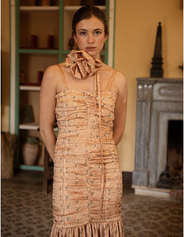 Choker de flor en tono amarillo con estampado mini floral