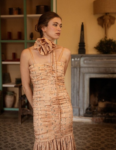 Choker de flor en tono amarillo con estampado mini floral