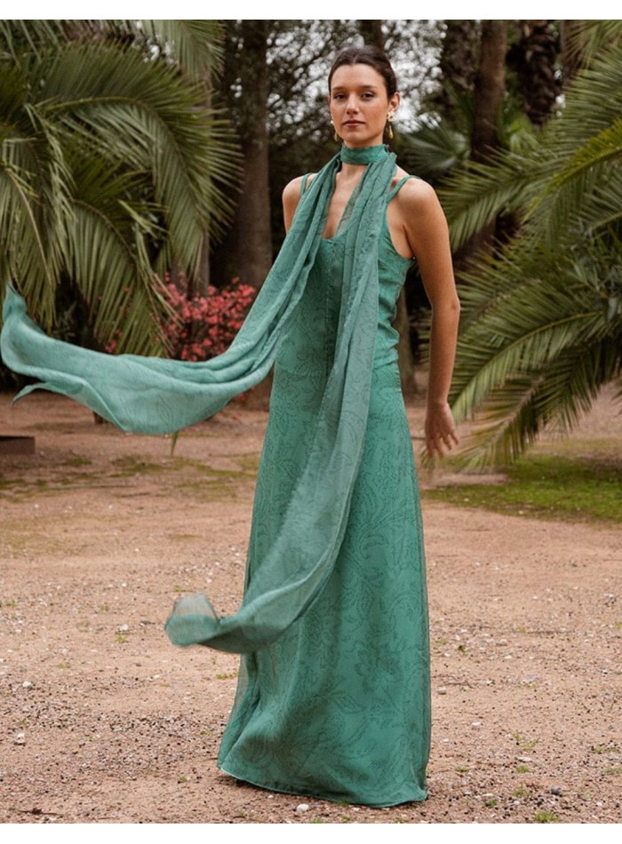 Vestido largo de gasa