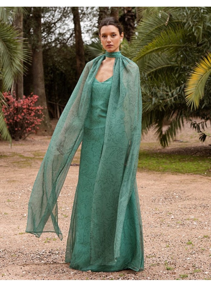 Vestido de gasa verde esmeralda