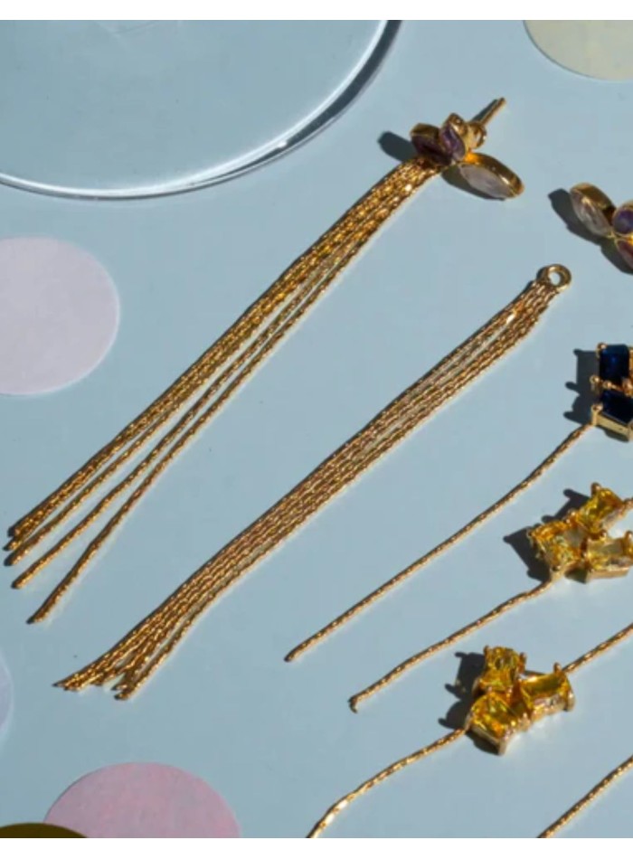 Pendientes desmontables con piedras y flecos de...