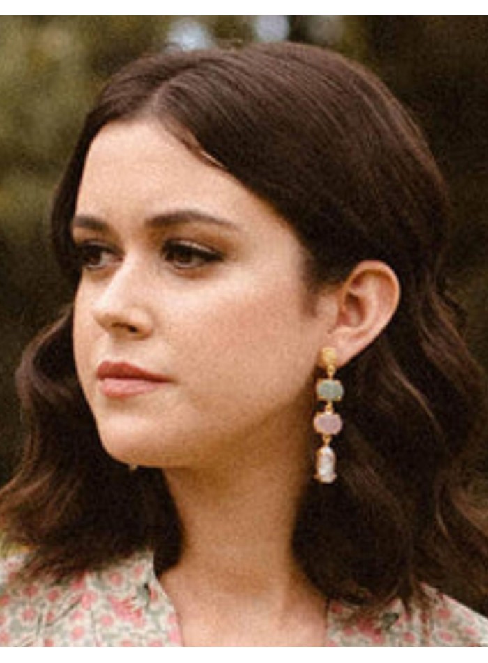 Earrings with multicolored stones and cascading...