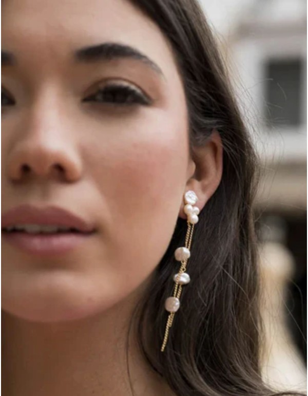 Elegant waterfall earrings with pearls