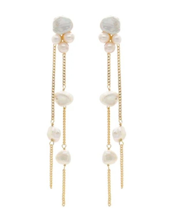 Pendientes elegantes de cascada con perlas 2