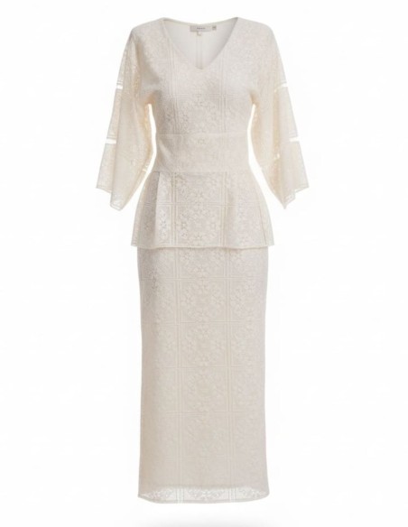 Straight cut lace midi skirt