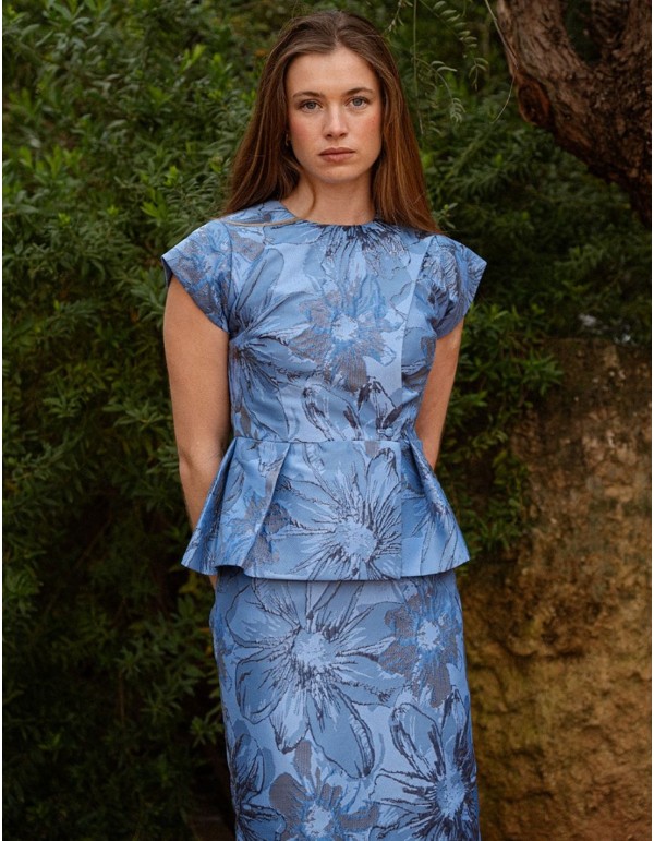 Veste à volants en brocart floral