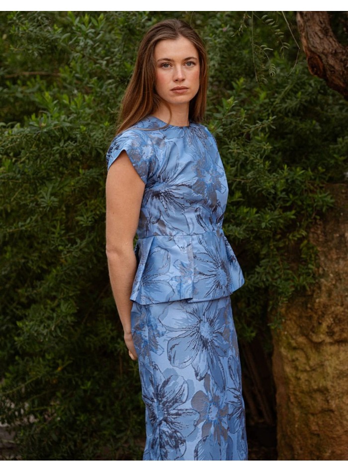 Chaqueta azul estampada