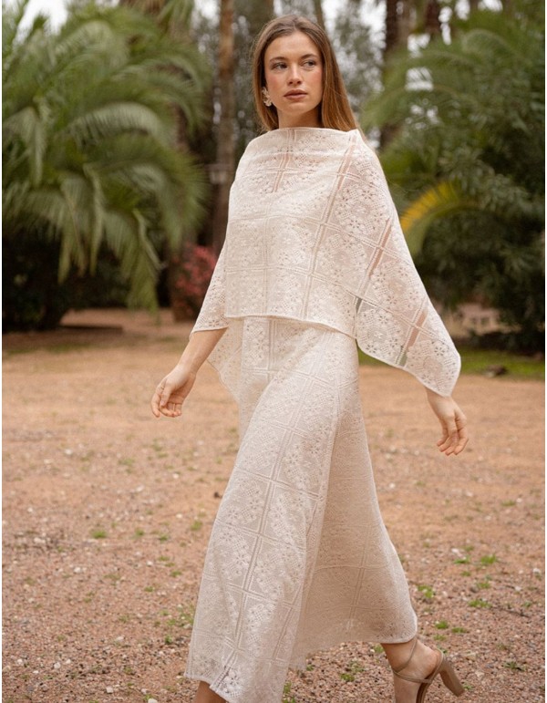 Square white lace shawl