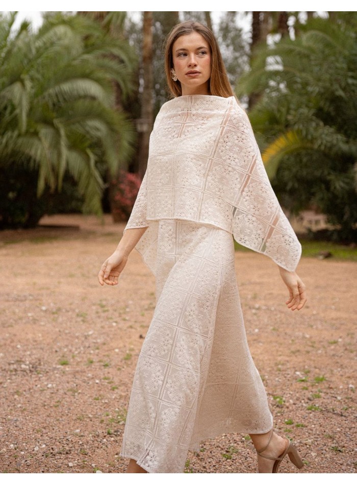 Square white lace shawl