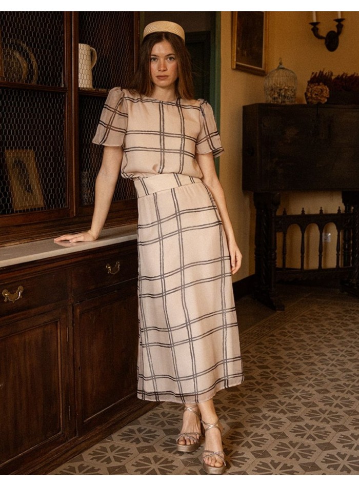 Falda con estampado de cuadros