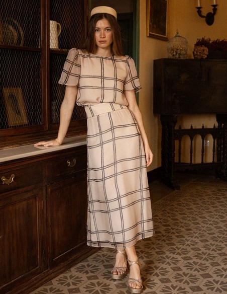 Falda con estampado de cuadros