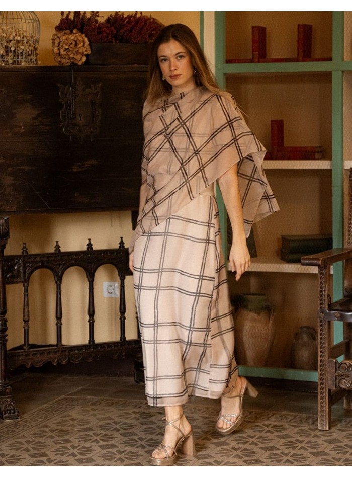 Falda midi evasé de gasa