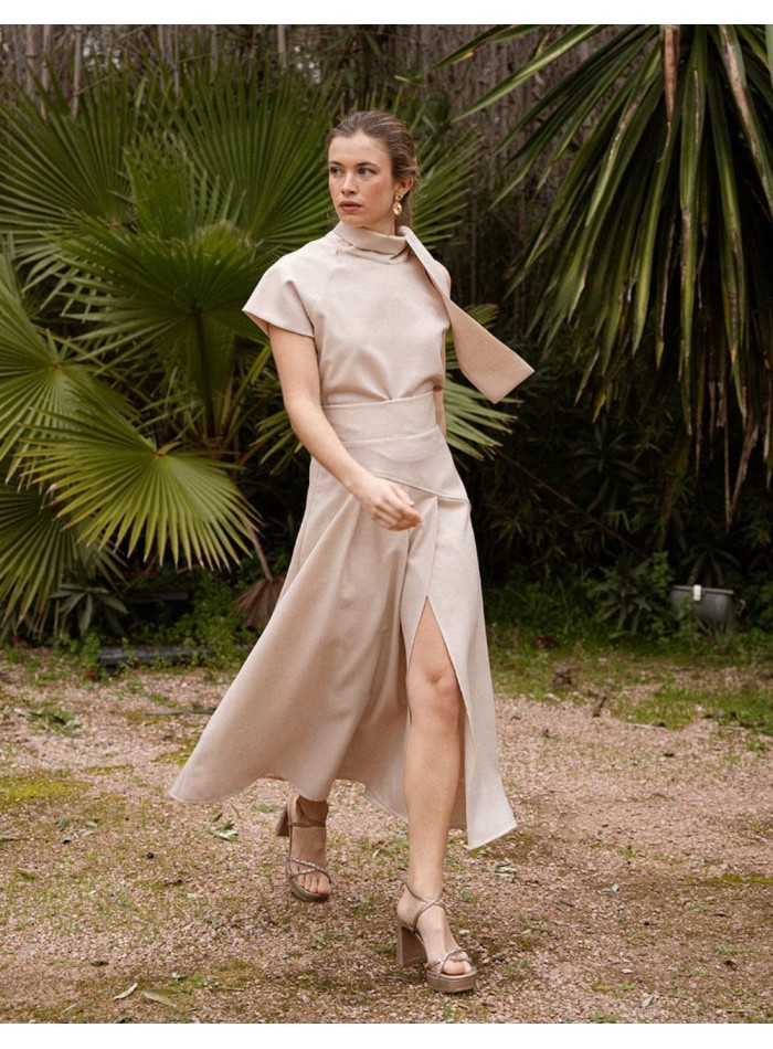 Asymmetrical short sleeve top with lacing