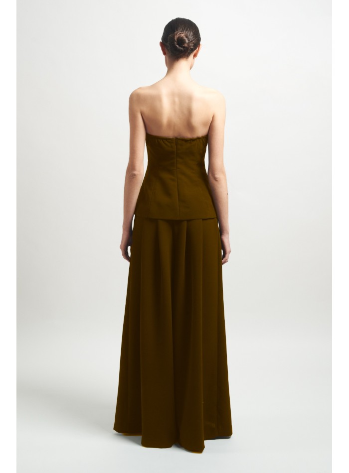 Two-piece set with strapless top and flowing pants