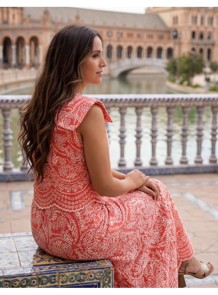 Ensemble deux pièces structuré en corail avec...