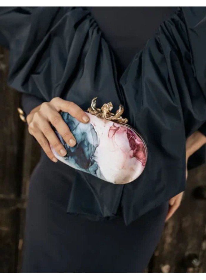 Sac à main avec imprimé et fermoir doré