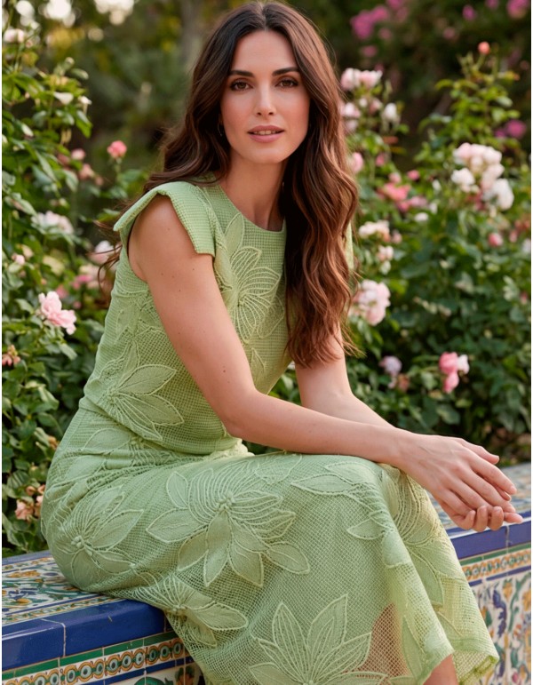 Ensemble deux pièces vert avec imprimé floral brodé 2