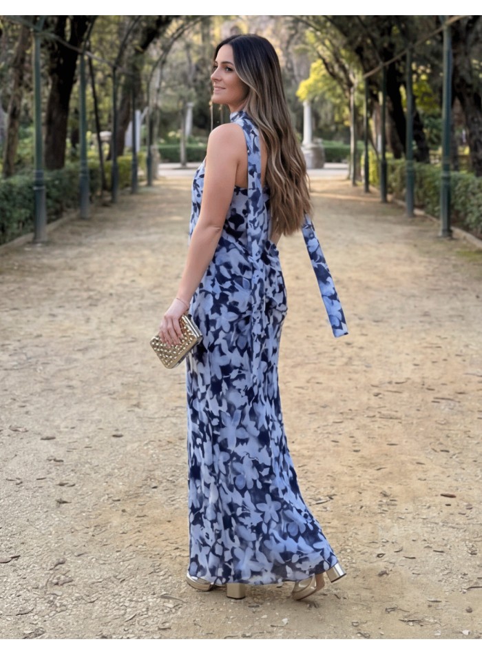 Robe sans bretelles à imprimé floral avec châle...