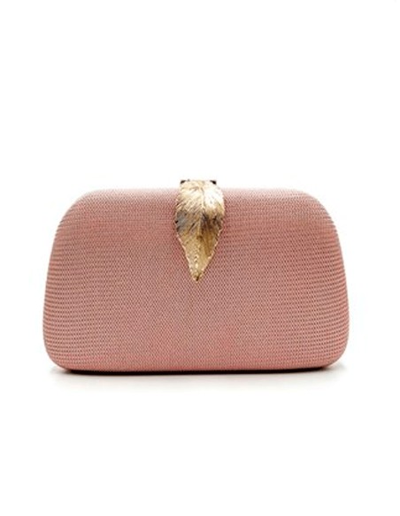 Pink Party Purse with Leaf Clasp and Shiny Finish