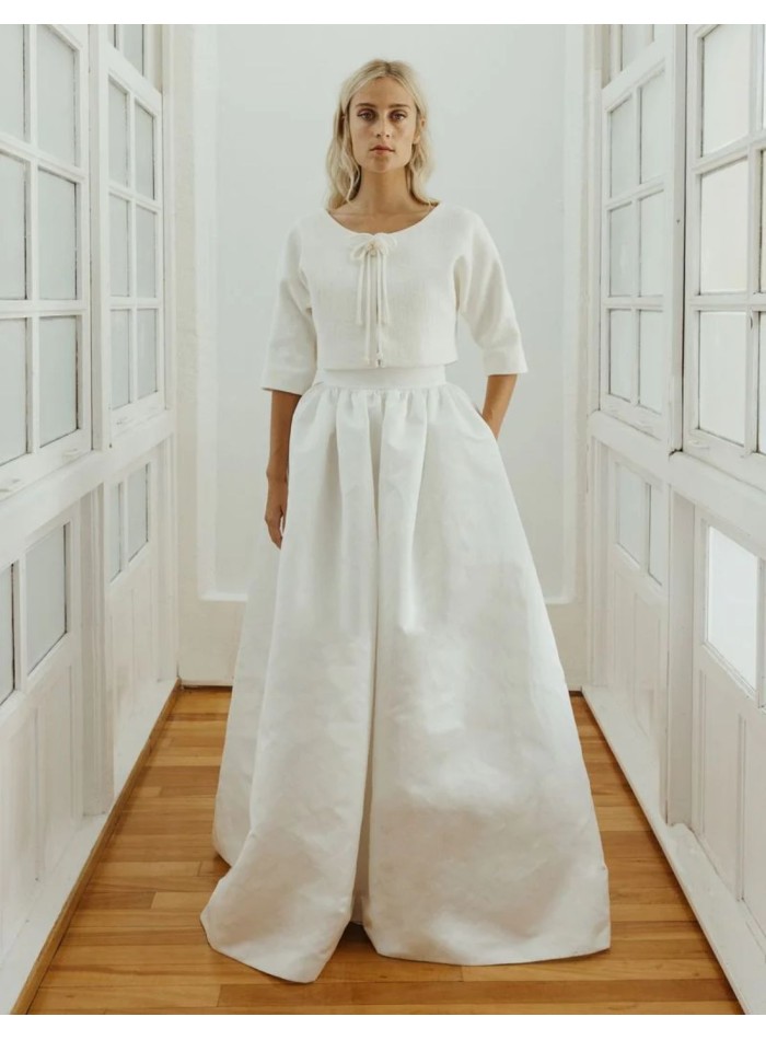 Ensemble nuptial trois pièces blanc cassé