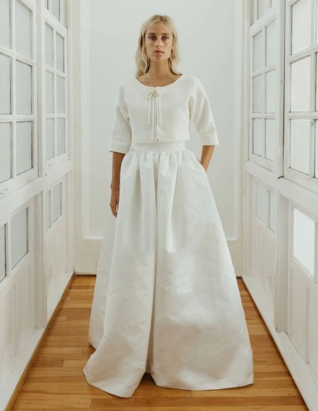 Ensemble nuptial trois pièces blanc cassé