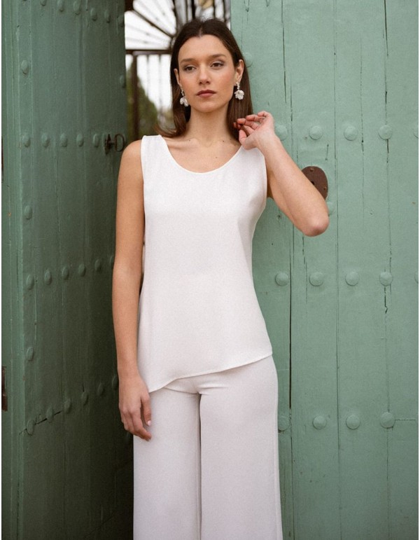 Ecru asymmetrical straps top 2