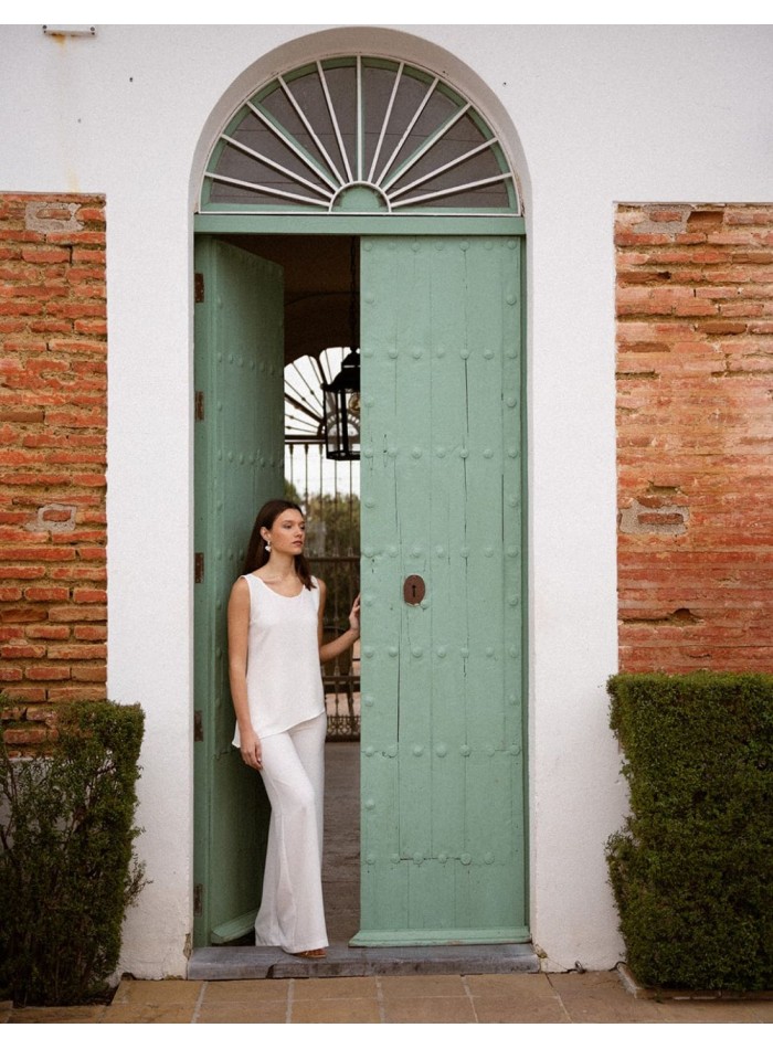 Ecru asymmetrical straps top