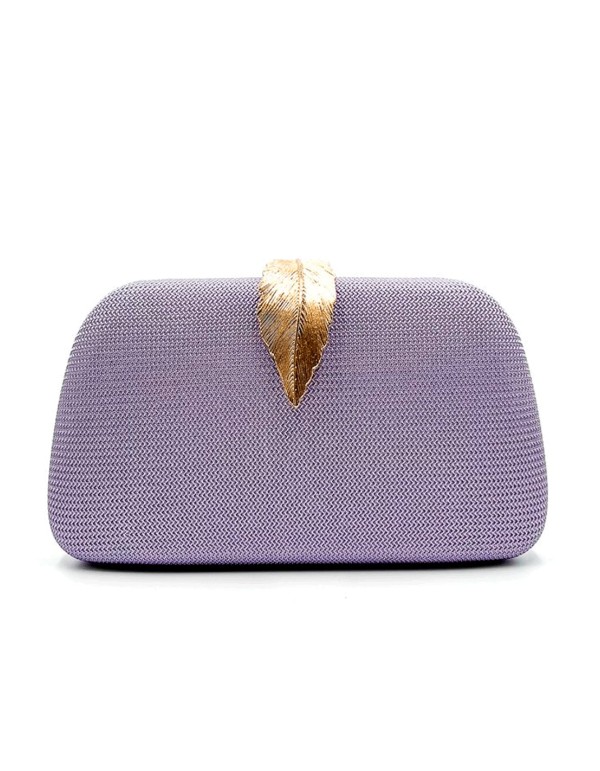 Sac de fête lilas avec fermoir en forme de feuille et design élégant