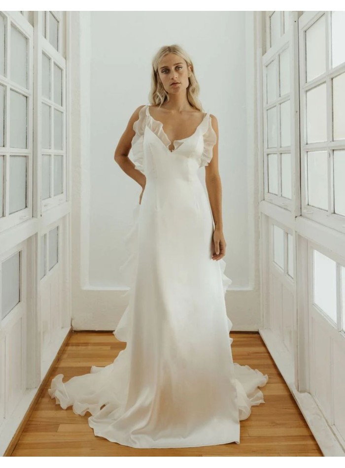 Wedding dress made of satin and organza with...