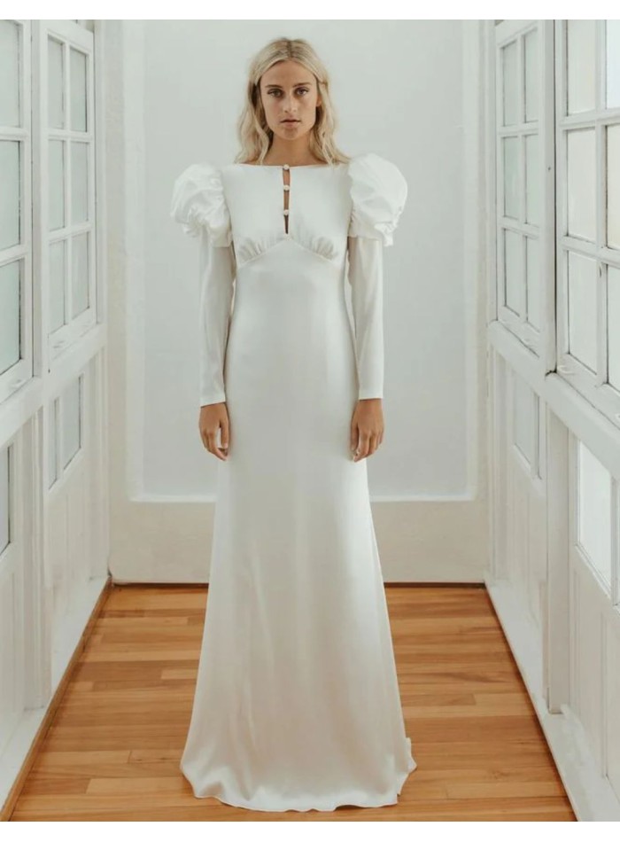 30's style wedding dress with back neckline and...