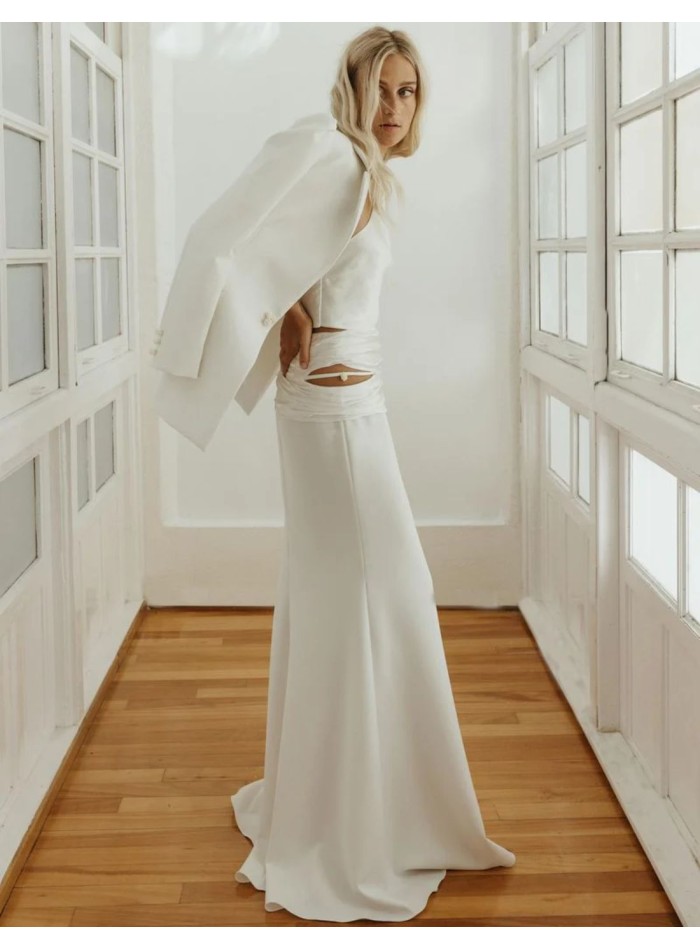 Three-piece bridal ensemble with cut-out at the...