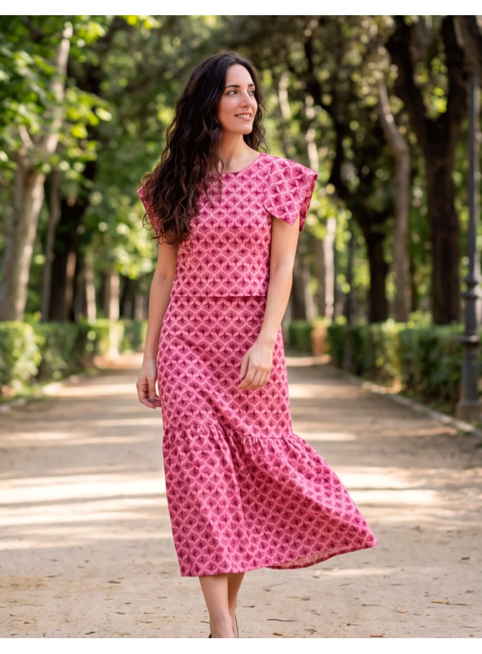 Printed Guest Set with Midi Skirt and Short...