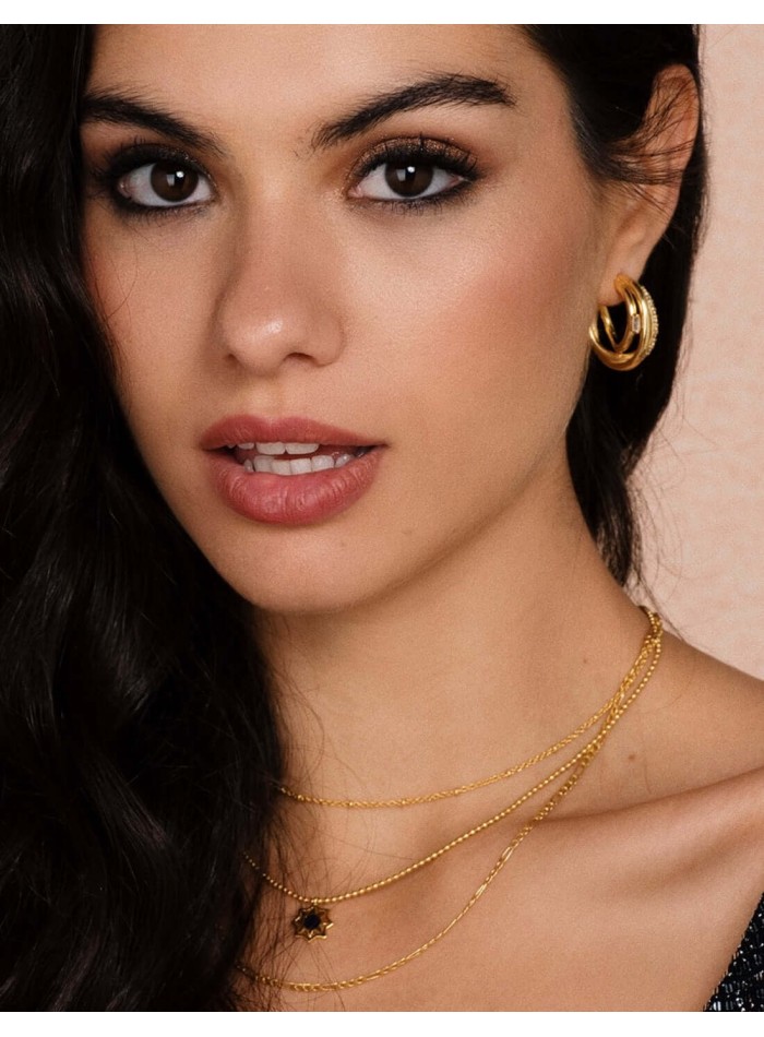 Boucles d'oreilles triples plaquées or avec...