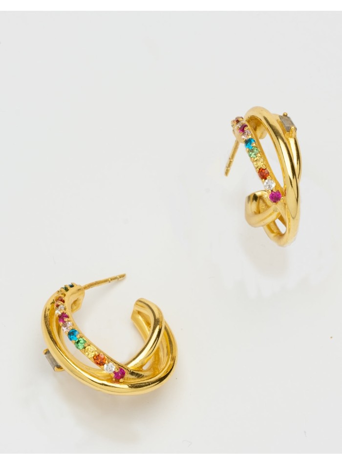 Boucles d'oreilles triples plaquées or avec...