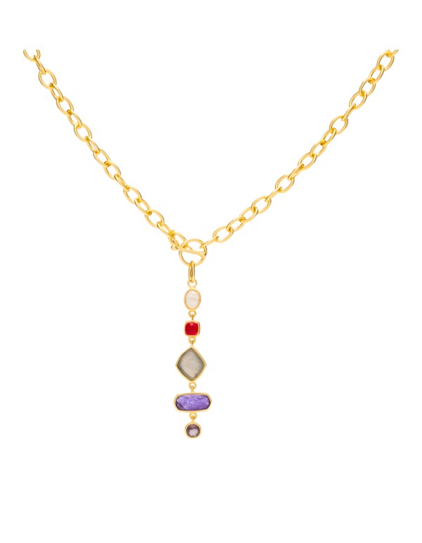 Collier avec chaîne en or et pierres de couleur 2