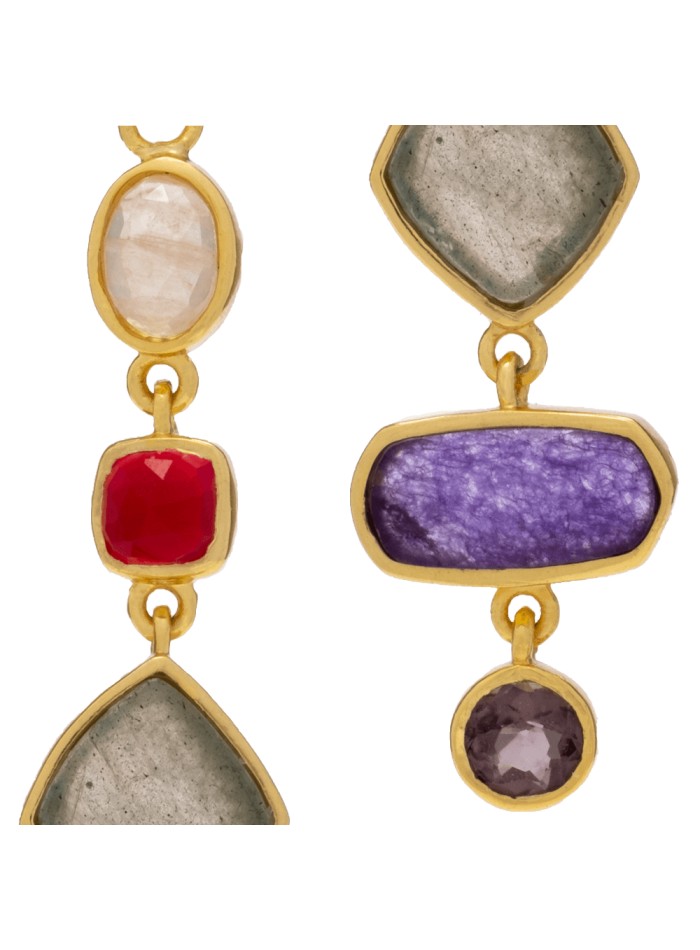 Necklace with gold chain and colored stones