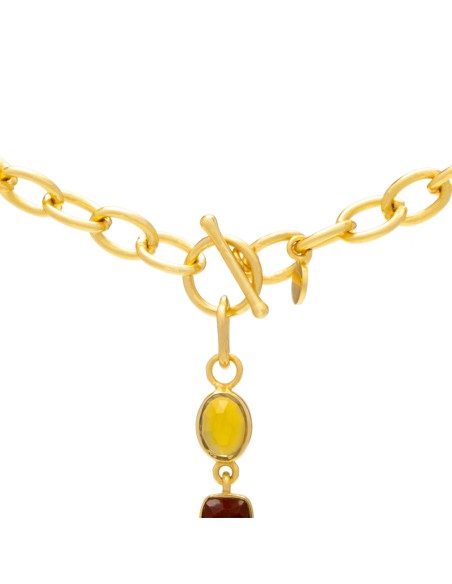 Collier avec chaîne en or et pierres de couleur