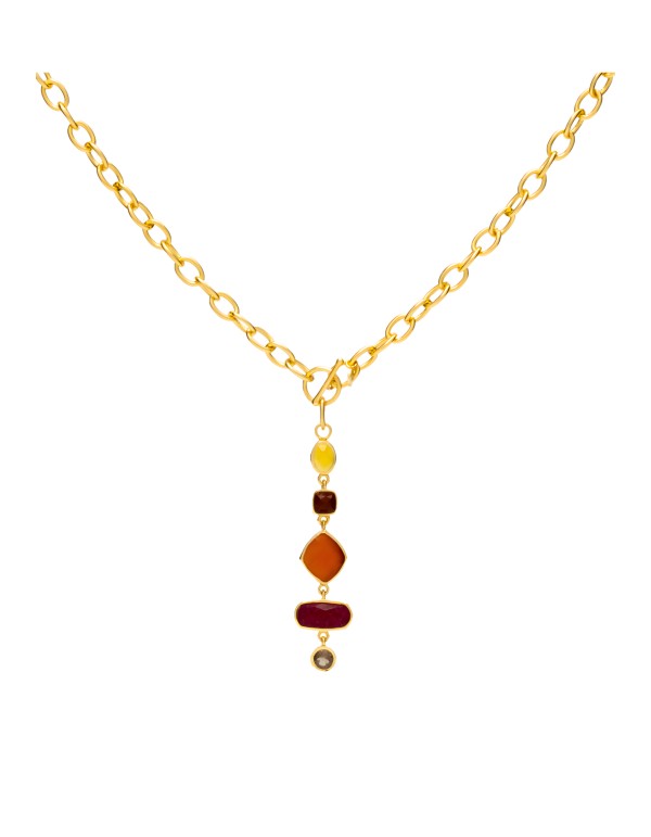 Collier à maillons en plaqué or avec combinaison de... 2