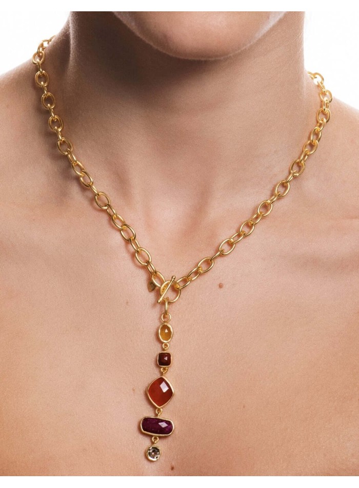 Collier à maillons en plaqué or avec...