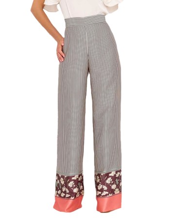 Palazzo pants with striped and floral print INVITADISIMA