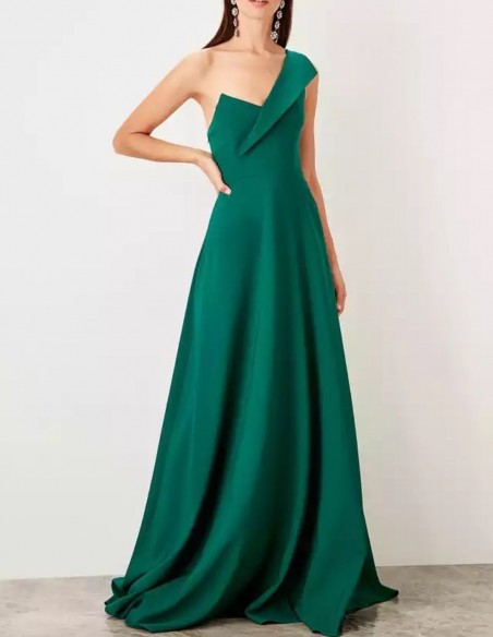 Asymmetric neckline maxi gown in emerald green Asymmetric neckline maxi gown in emerald green