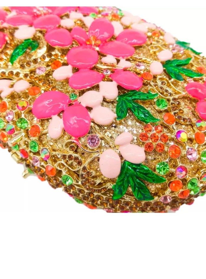 Bolso de fiesta realizado en metal con incrustaciones de cristal y esmalte invitada boda