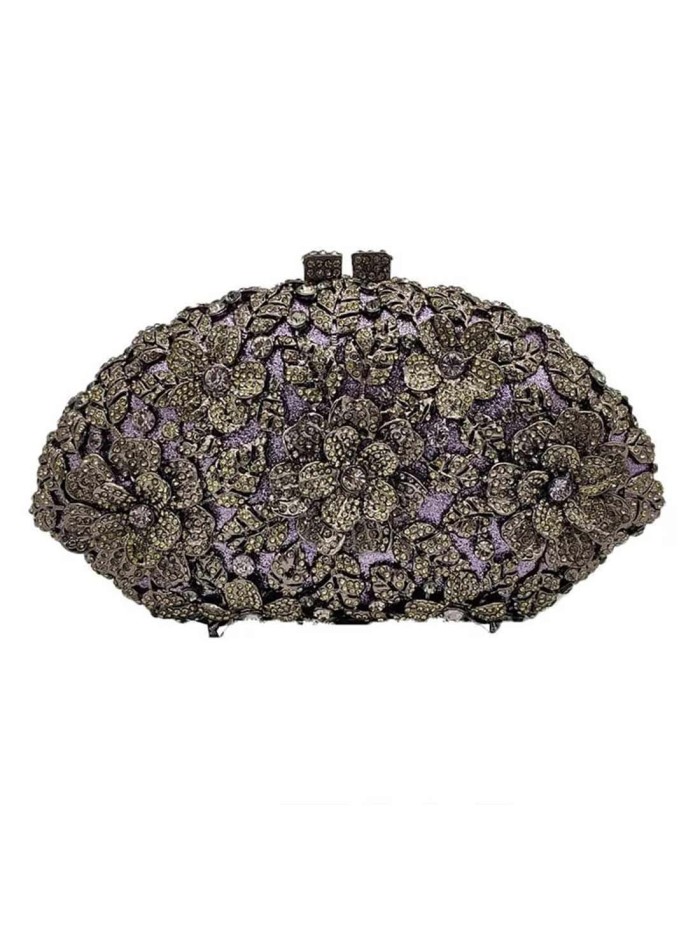 Bolso de mano joya con flores de metal y Swarovski